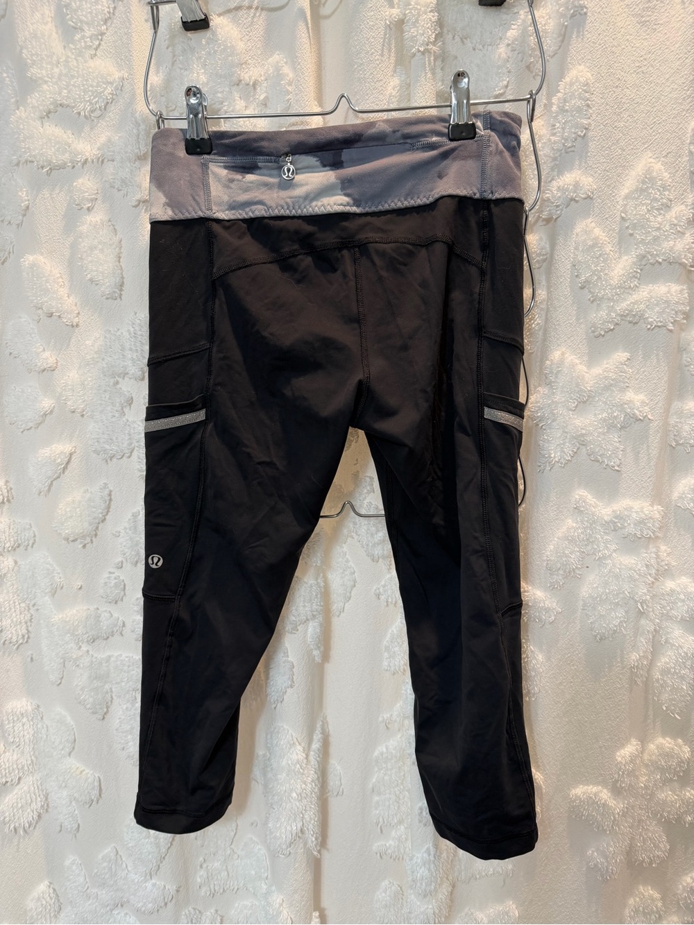 lululemon athletica Black Capri Leggings with Gray Waistband